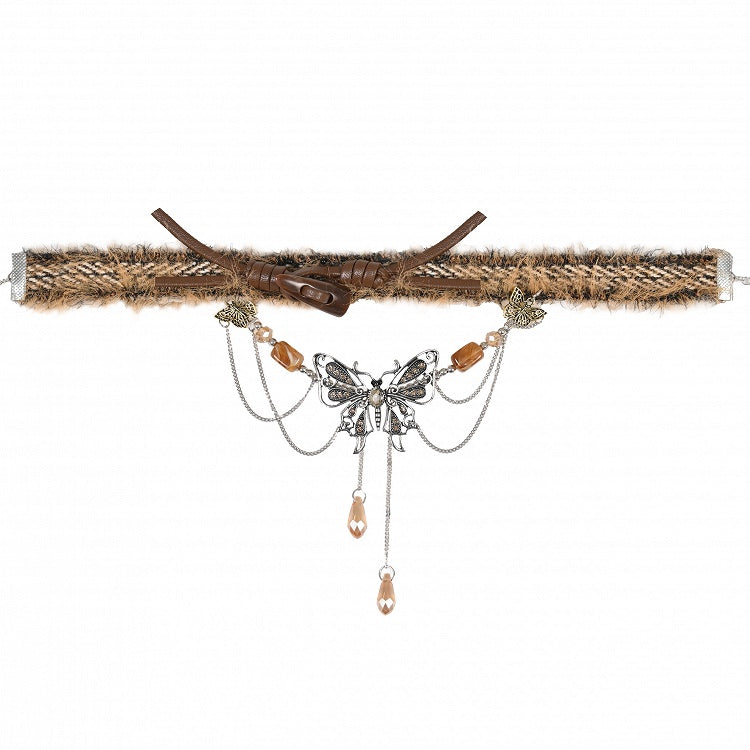 Mori Kei Fairy Brown Butterfly Pendant Choker