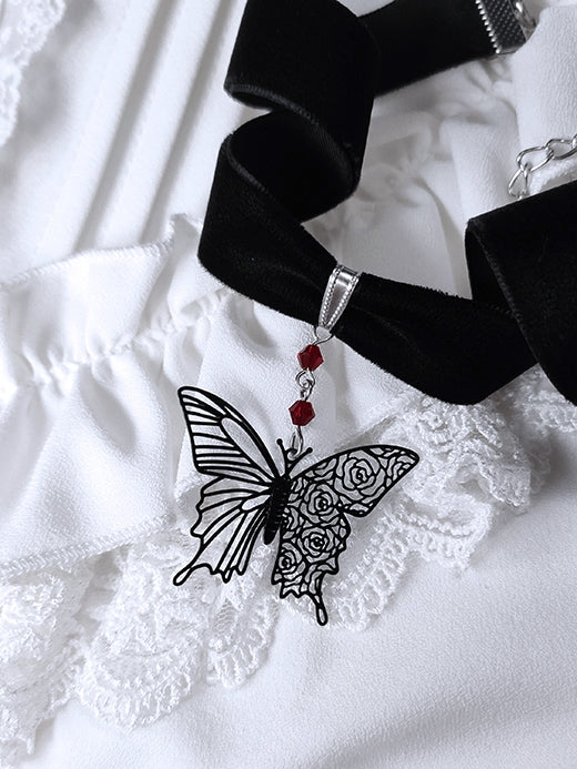 Black Butterfly Pendant Gothic Velvet Choker