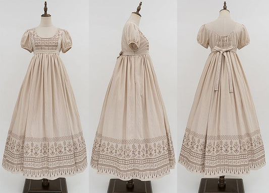 Brown Vintage Embroidery Empire Waist Elegant Lolita One Piece Long/Short Version