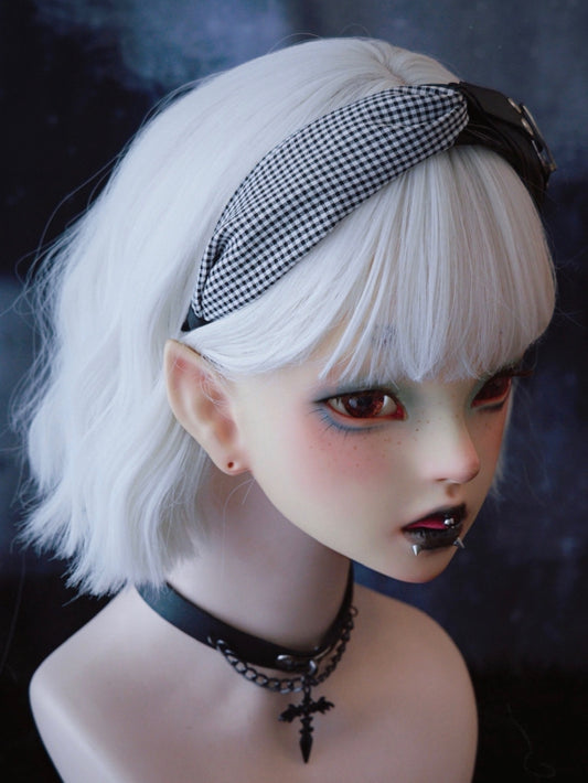 Black Gothic Plaid Pattern With Heart Buckle Decorated KC