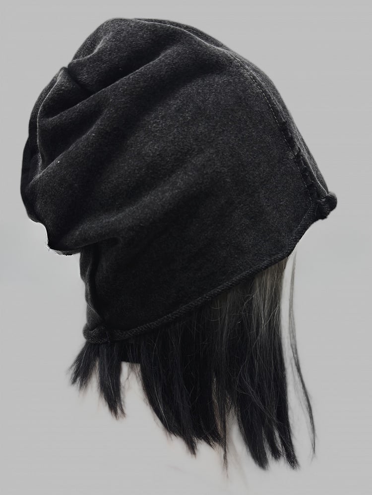 Dark Gray Y2K Letter Applique Beanie