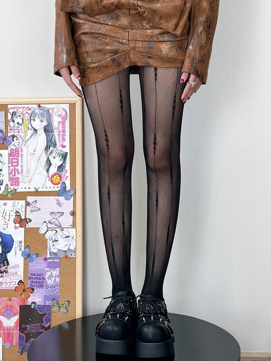 Brown/Black/White Striped Pattern Tights