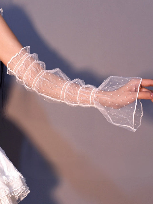 White Cyberpunk Polka-dot Pattern Sleeves