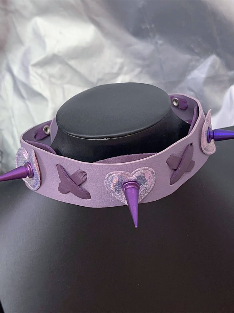 Y2K Purple Stud Details Punk Choker