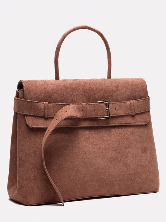 Elegant Vintage Brown Bag With Buckle Closure