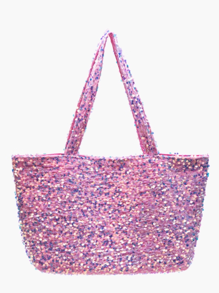 Shimmering Pink Sequin Tote Bag - Single Shoulder Carry