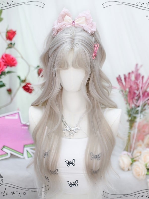 Clearance-Light Grey Long Wavy Synthetic Wig