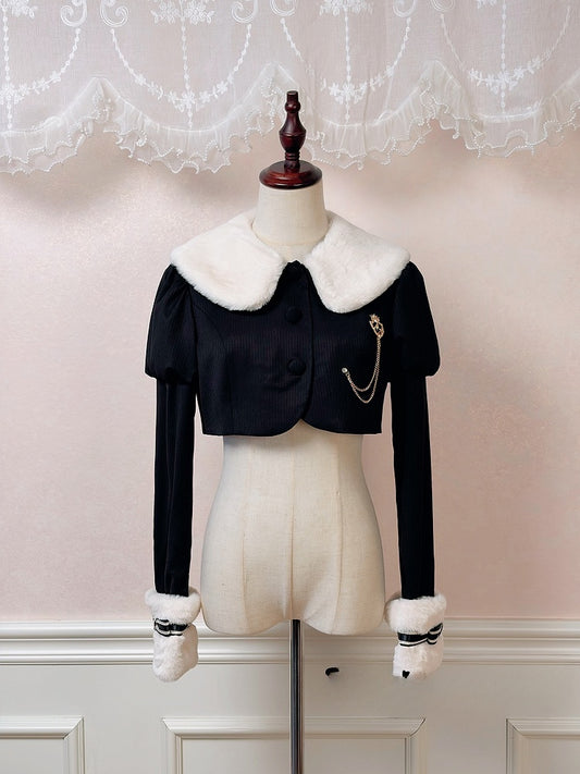 Golden Lolita Brooch with Rhinestones and Crown Motif