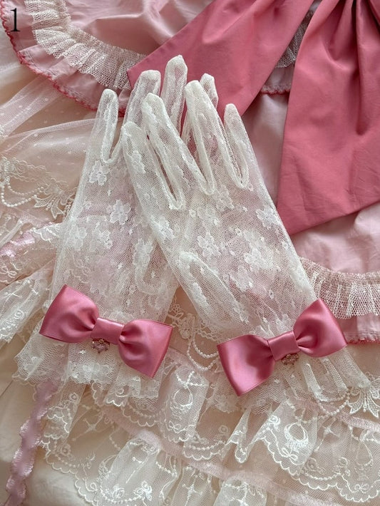 16 Options Crown/Heart Charm Bowknot Lace Gloves