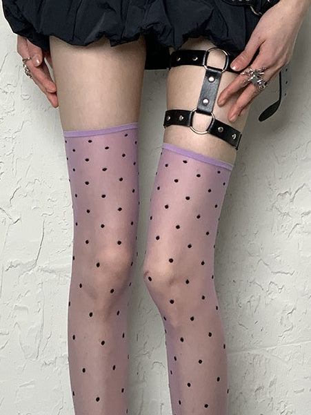 7 Options Y2K Polka-dot Pattern Overknee Stockings