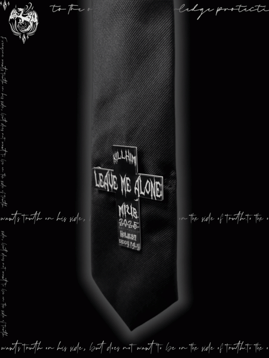 Y2K Black Punk Cross Applique Tie