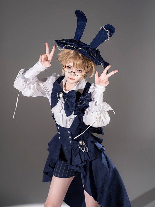 Bunny Theater Royal Blue Bead Chain Rabbit Ears Hat