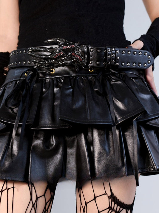 White/Black Gothic Studs Details Skeleton Hand Waist Belt