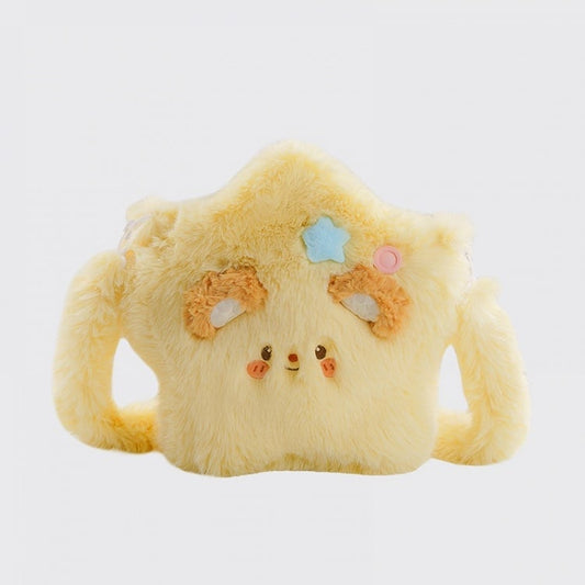 Yellow Star-shaped Plush Crossbody Bag