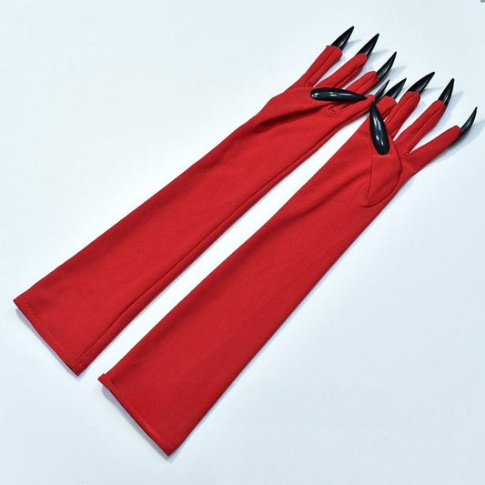 Red Steampunk Gothic Gloves