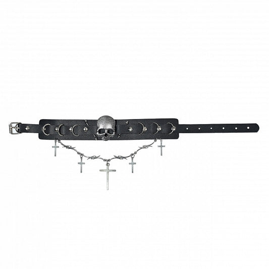 Gothic Cross Pendants Black PU Choker