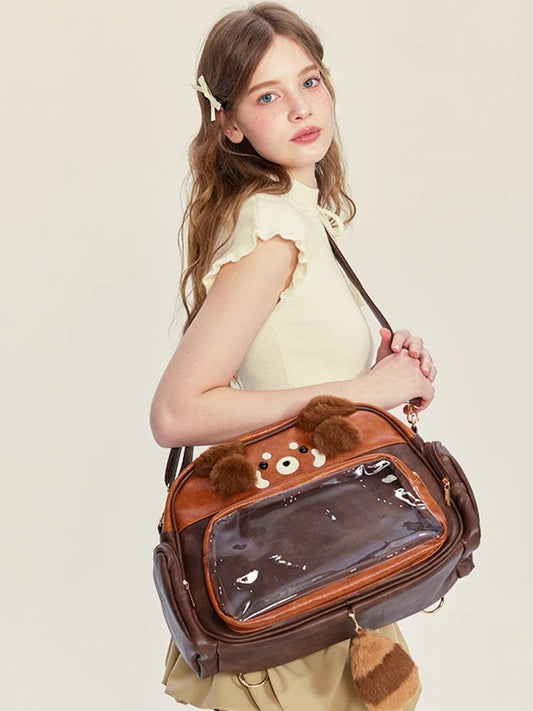 Brown Cute Red Panda Ita Backpack/Crossbody Bag
