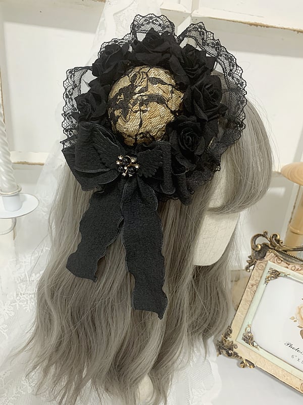 Floral Design Gothic Elegant Bowknot Mini Hat