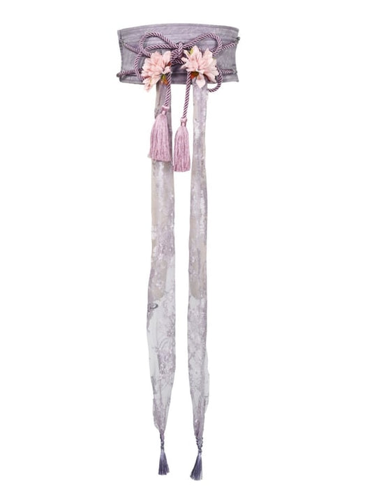 Purple Flower Chinoiserie Knot Corset Belt