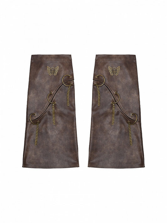 Butterflies and Chains Brown Wasteland Punk PU Leg Warmers
