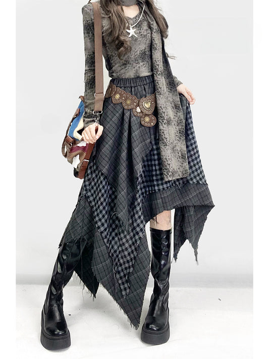 Millard Fashion Handkerchief Hem Grey Wasteland Punk Vintage Skirt