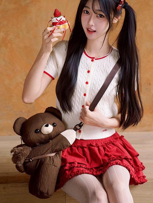 Brown Cute Bear Backpack/Crossbody Bag