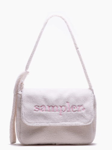 Bright White Letter Embroidered Fuzzy Tote Bag In Kawaii Style- Perfect For Fall And Winter