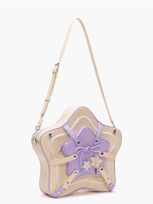 Yellow & Purple Charm 2-Way Kawaii Bag With Star Design