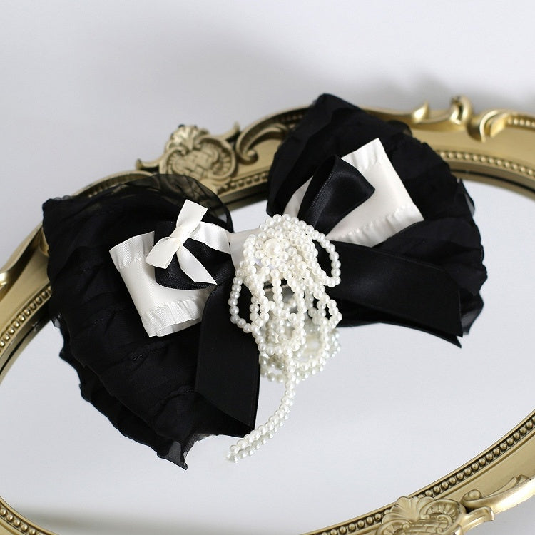 Black Beaded Tassel Bowknot Hairclip