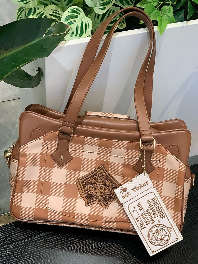 Plaid Pattern Large Capacity Brown Ita Tote Bag
