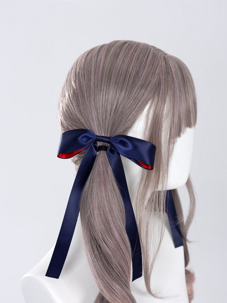 Red Lining Dark Blue Bowknot Hairclip