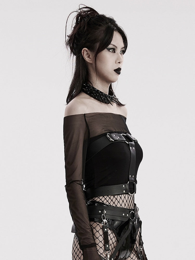 Black Punk PU Harness