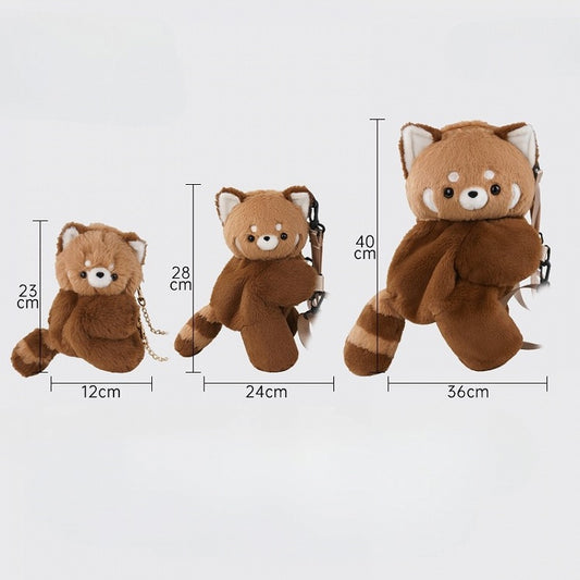 Brown Red Panda Plush Backpack/Crossbody Bag + Blue Sailor Collar + Hat Middle/Large Size