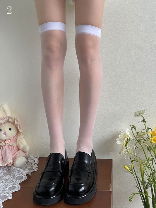 White Over-Knee Stockings with Lace Leg Loop
