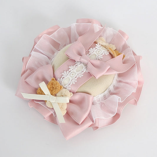 Gorgeous Lolita Pink Bowknot Mini Hat with Bear Decoration