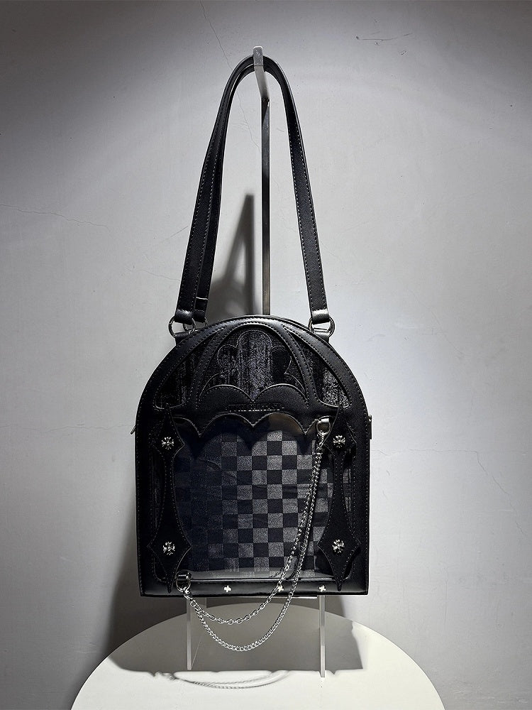 Black Gothic Cage Small Capacity Crossbody - Dark Elegant Ita Shoulder Bag