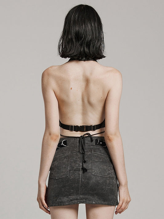 Dark Gray Punk Halter Vest