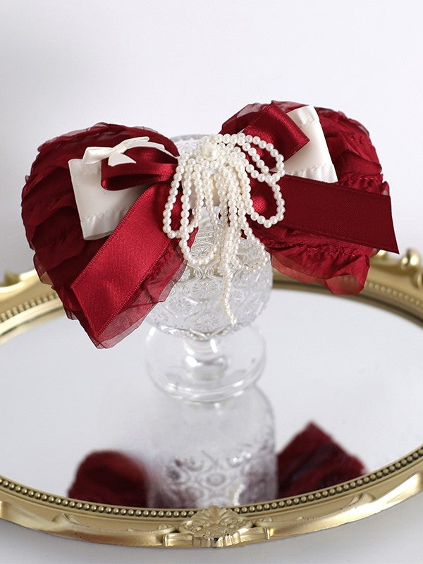 Red Beaded Tassel Bowknot Hairclip