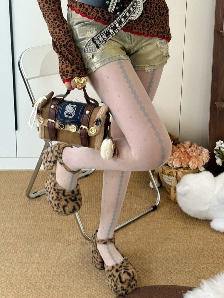 Black/White Polka-dot Pattern Tights