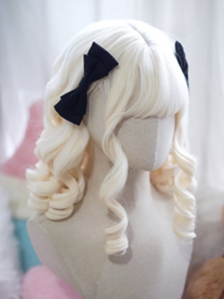 Clearance-White 40CM Above Bust Length Roman Curly Wig With Full Bangs