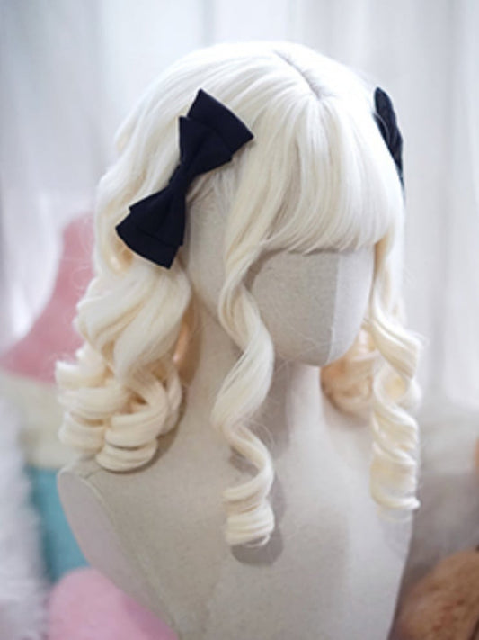 Clearance-White 40CM Above Bust Length Roman Curly Wig With Full Bangs