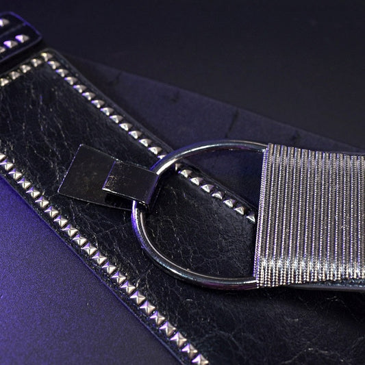 Black Gothic Studs Details PU Waist Corset Belt