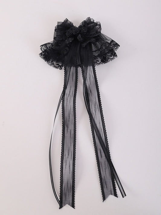 Rosette Design Gothic Black Bowknots Lace Hairclips