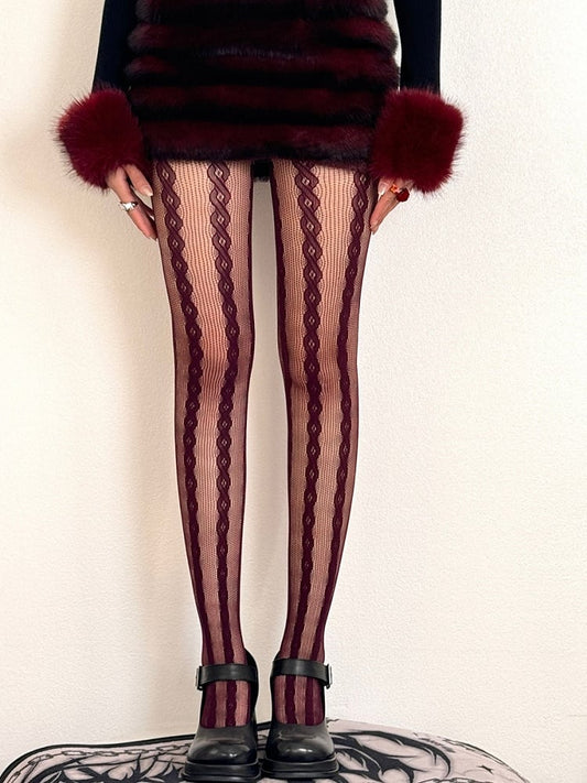 Brown/Purple/Black/White/Gray Y2K Semi-sheer Tights