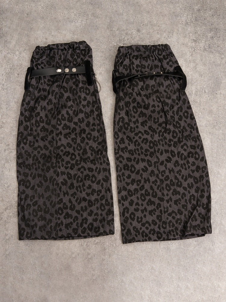Y2K Black and Gray Leopard Leg Warmers