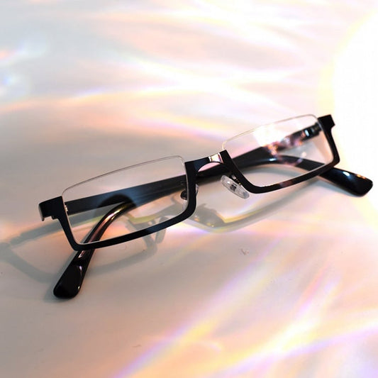 Cyberpunk Gothic Wine Red/Black Half-Frame Glasses