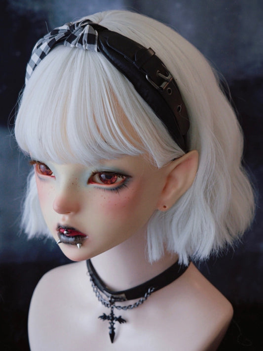 Black Gothic Plaid Pattern Buckle Decorated KC