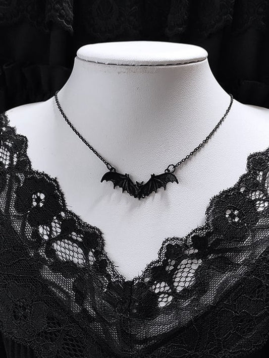 Gothic Punk Black Bat Necklace