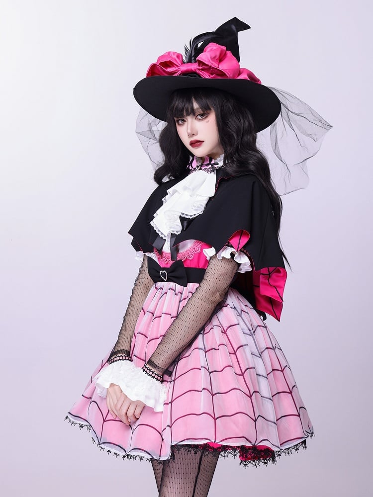 Fanart Fashion Outfit Hot Pink Under Bust Dress + Shirt + Cape + Leg Sleeves Full Set