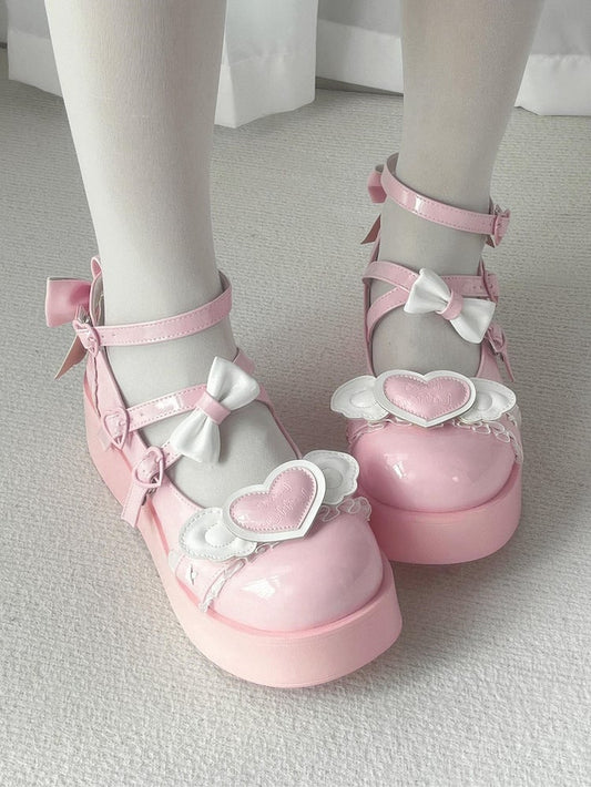 Pink Sweetheart and Bowknot Decorated Sweet Lolita Platforms